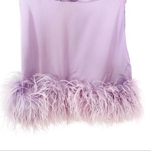 House of CB | Dresses | House Of Cb Tyra Feather Trim Long Sleeve Satin ...
